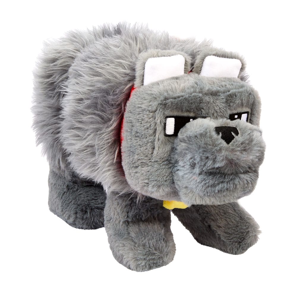 A Minecraft Movie Plush Toy with Sound: Dennis the Wolf, 20 cm