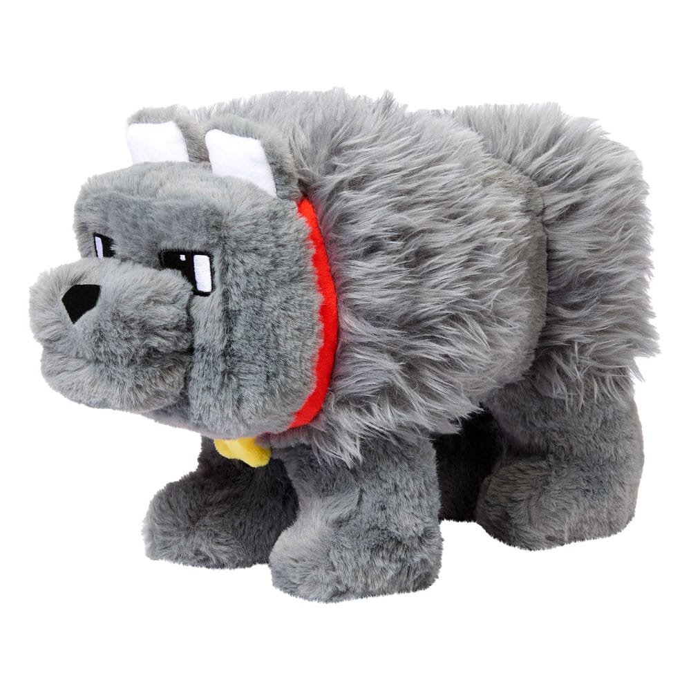 A Minecraft Movie Plush Toy with Sound: Dennis the Wolf, 20 cm