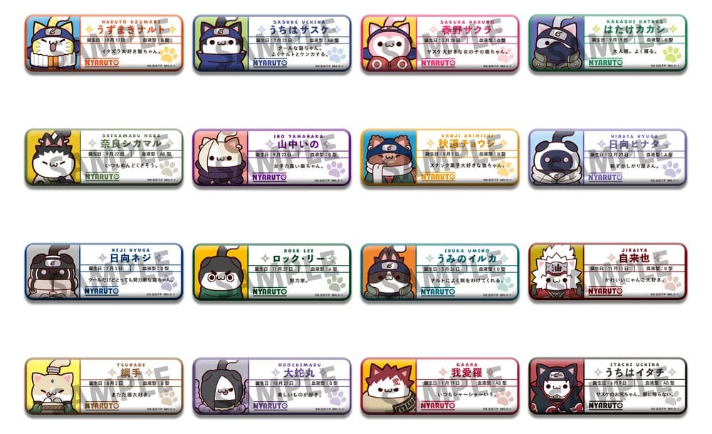 Naruto Mega Cat Project Nyaruto! Metall Ansteck-Buttons Name 5 cm (Blind Bag)