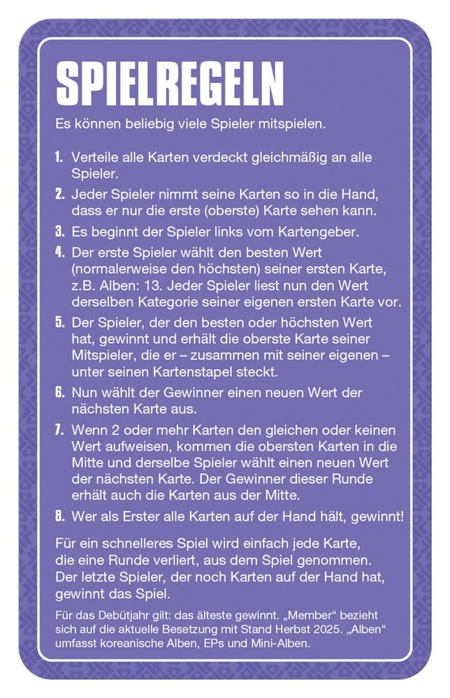 K-Pop Kartenspiel Top Trumps (DE)