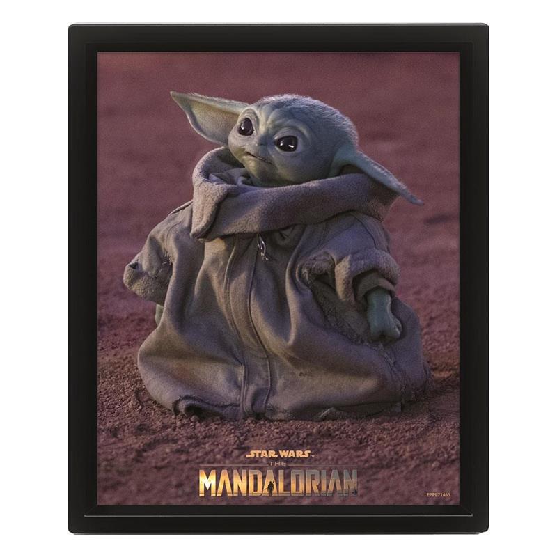 Star Wars: The Mandalorian 3D-Effekt Poster im Rahmen Grogu 26 x 20 cm