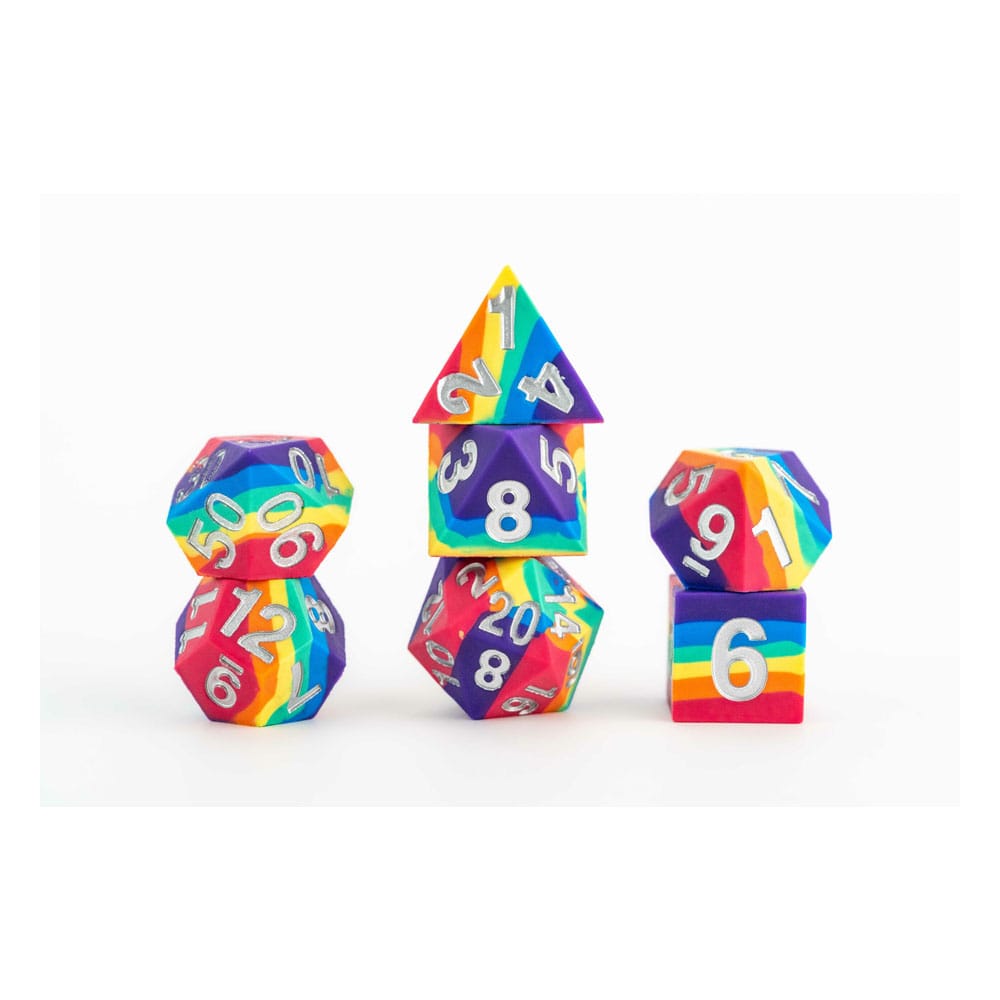 FanRoll Sharp Edge Silicone Würfel Set Rainbow (7)