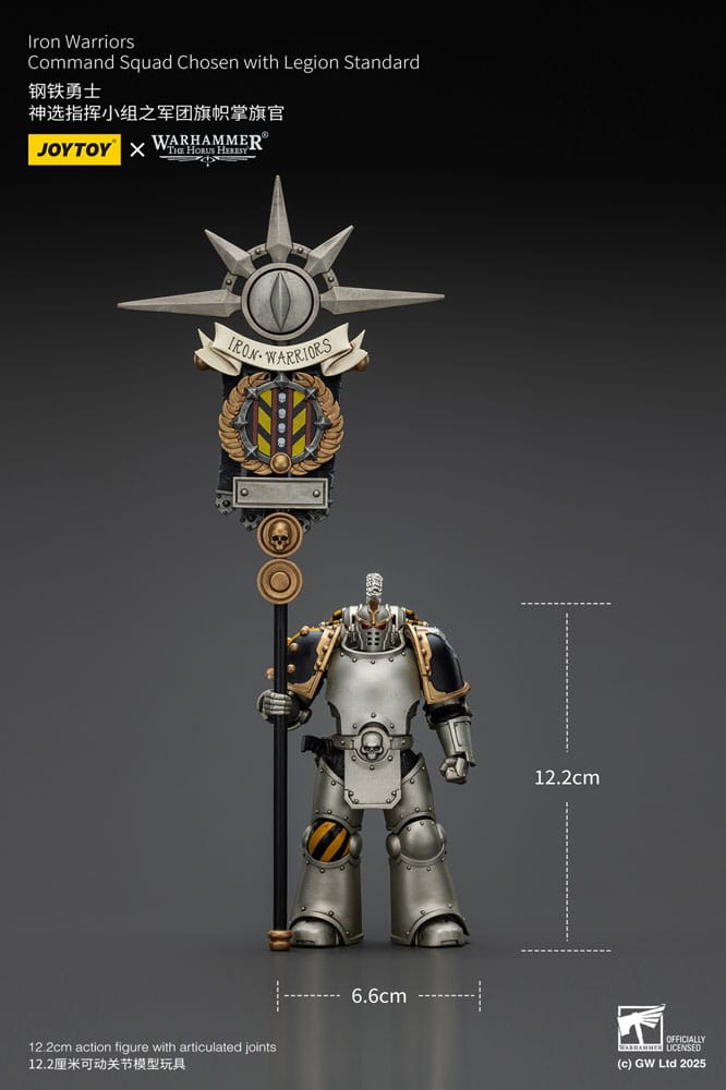 Warhammer The Horus Heresy Action Figure 1/18 lron Warriors Command Squad Chosen with Legion Standard 12 cm