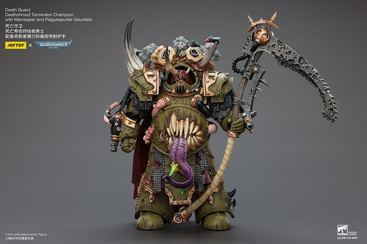 Warhammer 40k Action Figure 1/18 Death Guard Deathshroud Terminator Championwith Manreaper and Plaguespurter Gauntlets 14 cm