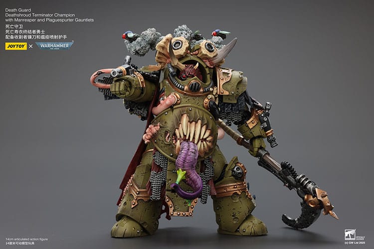 Warhammer 40k Action Figure 1/18 Death Guard Deathshroud Terminator Championwith Manreaper and Plaguespurter Gauntlets 14 cm