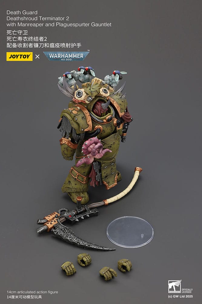 Warhammer 40k Action Figure 1/18 Death Guard Deathshroud Terminator Championwith Manreaper and Plaguespurter Gauntlets 14 cm