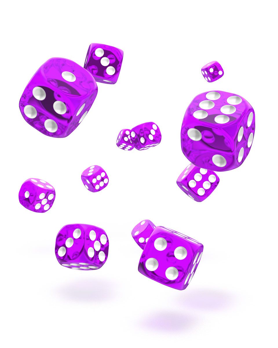 Oakie Doakie Dice D6 Dice 12 mm Translucent - Purple (36)