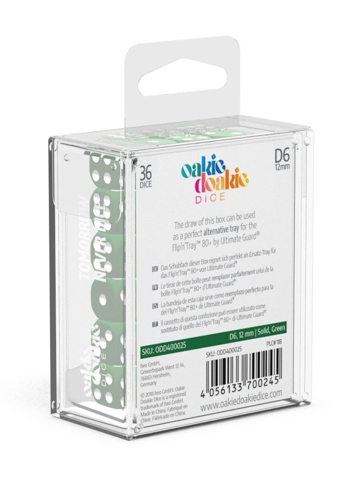 Oakie Doakie Dice W6 Würfel 12 mm Solid - Grün (36)