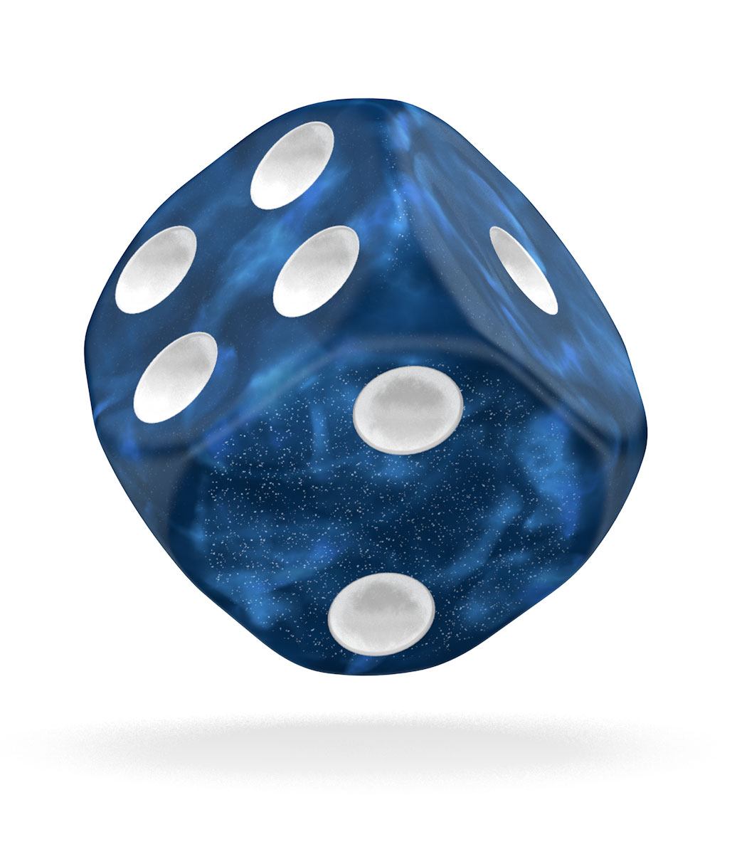 Oakie Doakie Dice W6 Würfel 16 mm Marble - Blau (12)