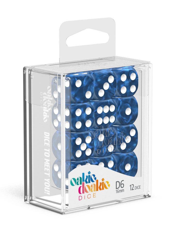 Oakie Doakie Dice W6 Würfel 16 mm Marble - Blau (12)
