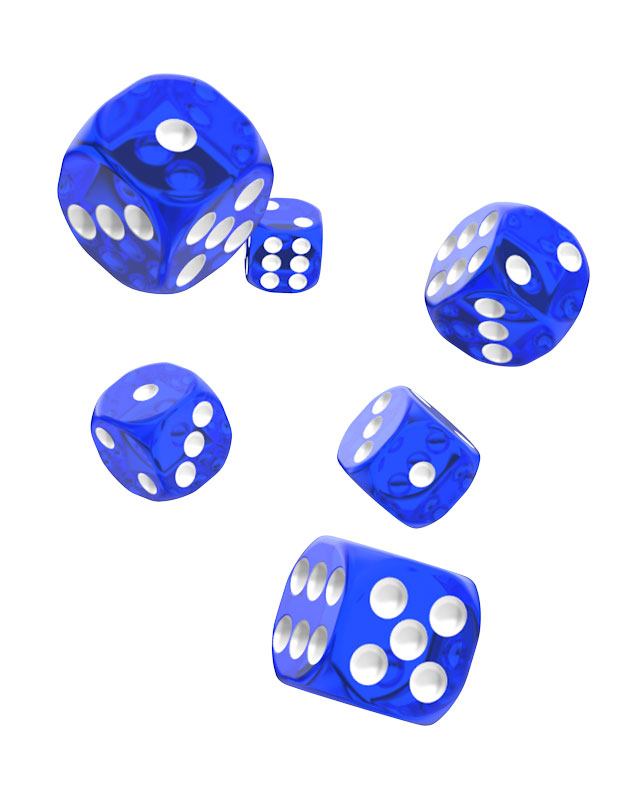 Oakie Doakie Dice D6 Dice 16 mm Translucent - Blue (12)