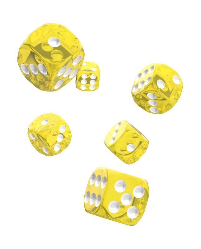 Oakie Doakie Dice D6 Dice 16 mm Translucent - Yellow (12)