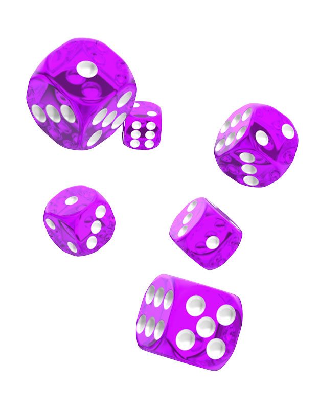 Oakie Doakie Dice D6 Dice 16 mm Translucent - Purple (12)