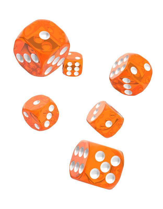 Oakie Doakie Dice D6 Dice 16 mm Translucent - Orange (12)