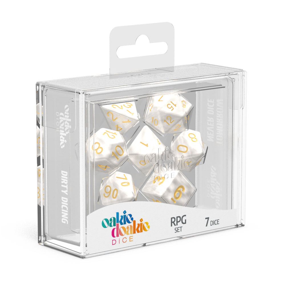 Oakie Doakie Dice Würfel RPG-Set Marble - Weiß (7)