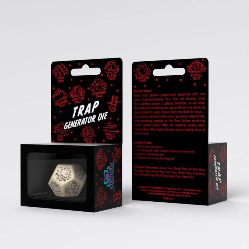 Viridian Jumbo Dice Trap Generator Die D12 Beige