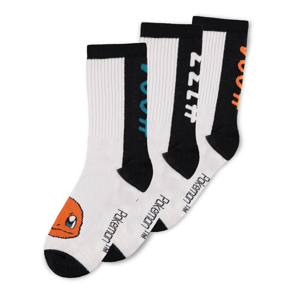Pokémon Socks 3-Pack Heads Black & White 39-42