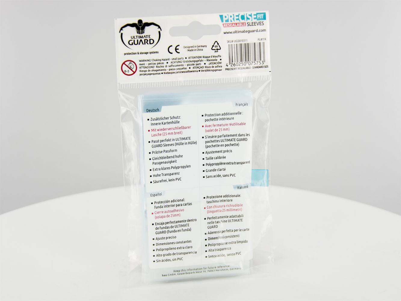 Ultimate Guard Precise-Fit Sleeves wiederverschließbar Standardgröße Transparent (100)