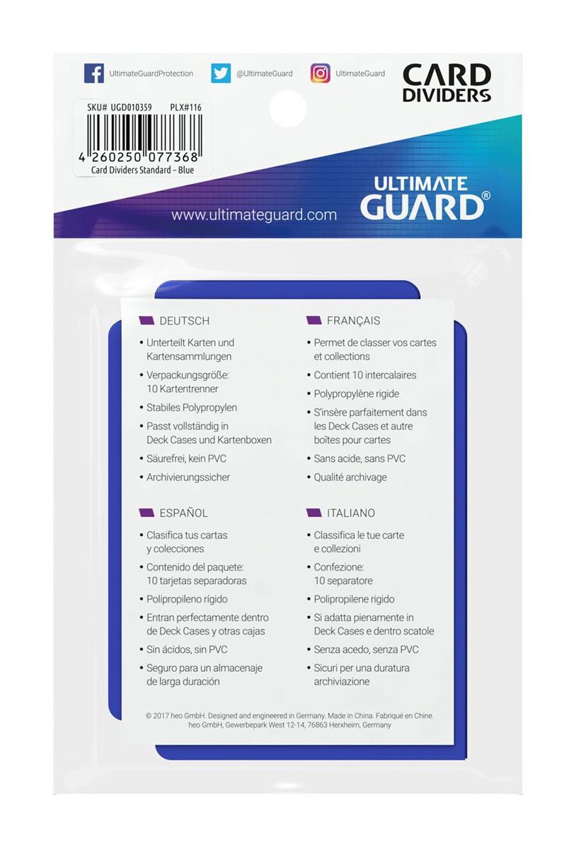 Ultimate Guard Card Dividers Standard Size Blue (10)