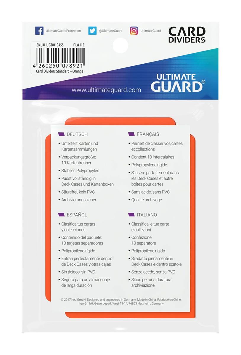 Ultimate Guard Card Dividers Standard Size Orange (10)