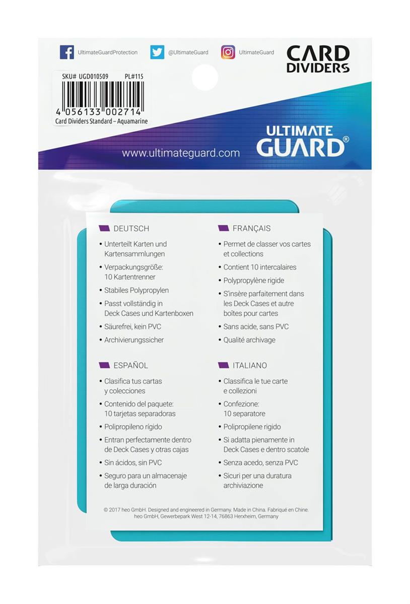 Ultimate Guard Card Dividers Standard Size Aquamarine (10)