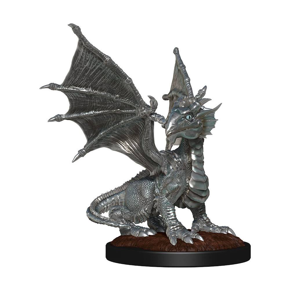 D&D Nolzur's Marvelous Miniatures unbemalt Silver Dragon Wyrmling & Female Halfling