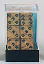 Koplow Würfel - Olympic Pearlized: Spot gold/black (12er-Set in Acrylbox, 16mm)