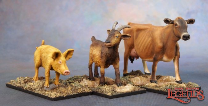 Reaper 03719: Animal Companions: Goat, Pig, Cow, Dark Heaven Legends