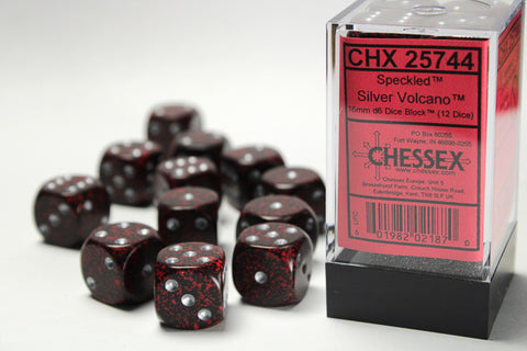 Speckled 16 mm d6 Silver Volcano Dice Block (12 dice)