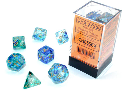 Nebula® Polyhedral Oceanic™/gold Luminary™ 7-Die Set