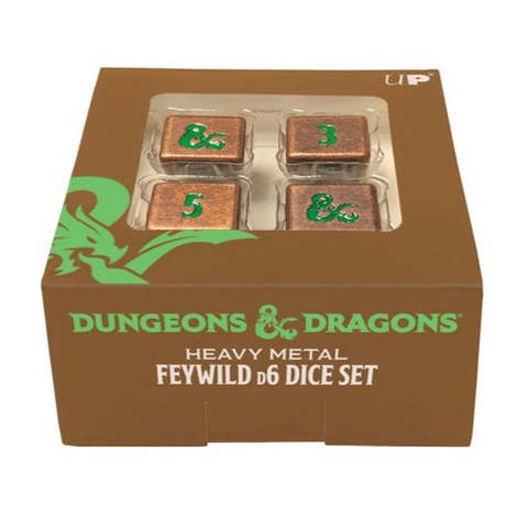 UP - Heavy Metal Feywild Copper and Green D6 Dice Set (4ct) for Dungeons & Dragons