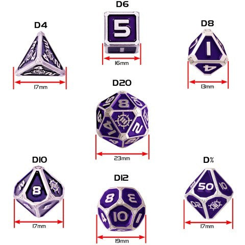 ENHANCE Tabletop Collectors Edition 7pc Metal RPG Dice Set Purple