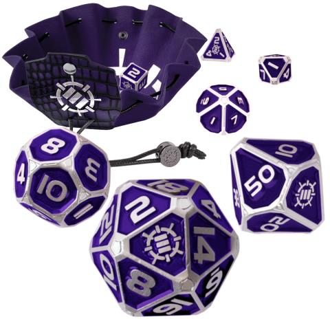 ENHANCE Tabletop Collectors Edition 7pc Metal RPG Dice Set Purple