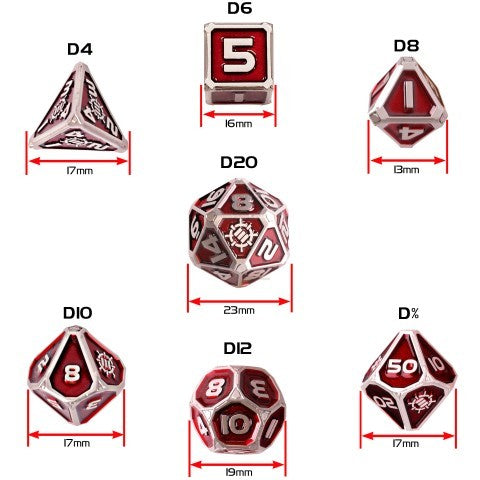 ENHANCE Tabletop Collectors Edition 7pc Metal RPG Dice Set Red