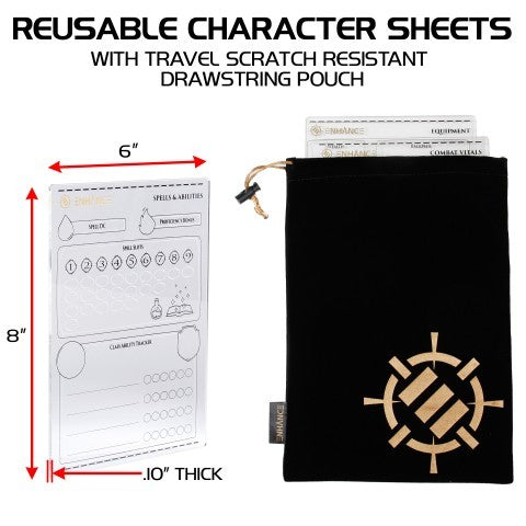 ENHANCE Tabletop Acrylic Character Sheets Clear