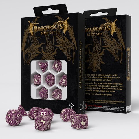 Q-Workshop Dracopolis Dice Set – The Yucatan Featherwing (7-piece)