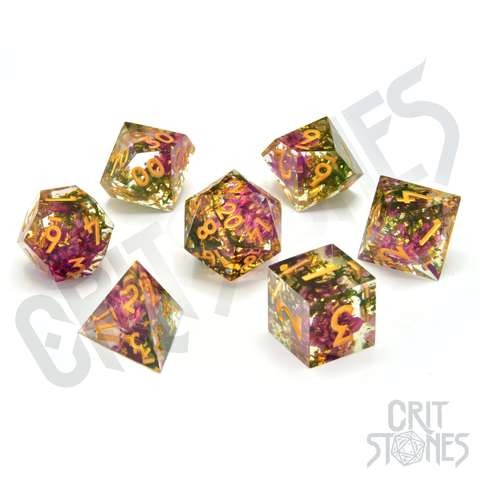 Sunlit Garden Sharp Edge Resin RPG Dice Set