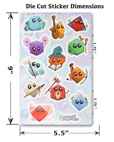Kawaii Dice Classes Stickers