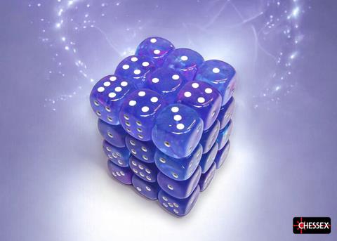 Nebula® 12mm d6 Aura™/white Luminary™ Dice Block™ (36 dice)
