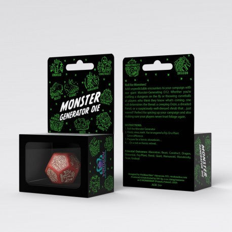 Viridian Jumbo Dice Monster Generator Die D12 Red