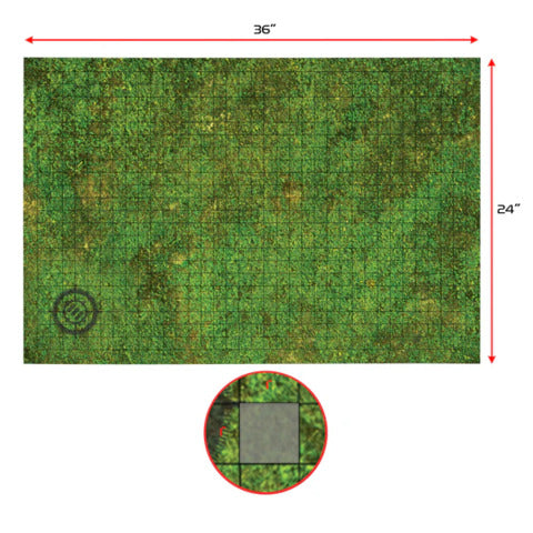 ENHANCE RPG Battle Grid Spielmatte 24" x 36" – Grass inkl. Marker-Set & Transporttasche