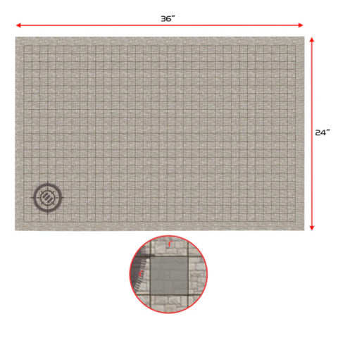 ENHANCE RPG Grid Mat - Tabletop DnD Map (24x36 inch) Battle Grid Game Mat with Pouch, Marker Kit (Stone)