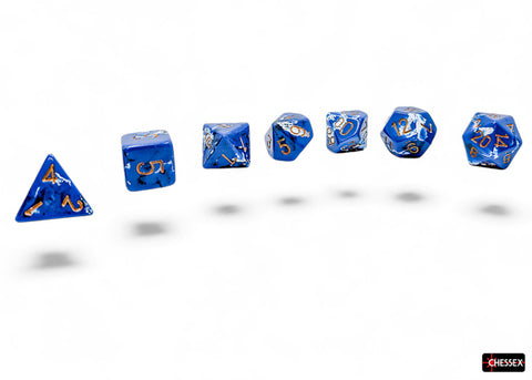 Chessex Brush Dice Set – Wavebreak with Gold Lettering (7-piece)