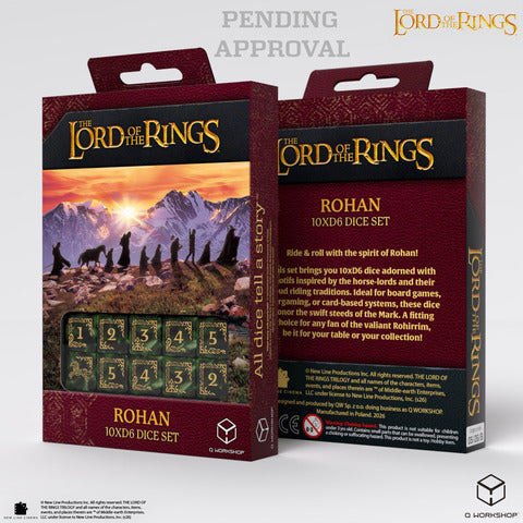 Q WORKSHOP Der Herr der Ringe: Rohan Würfelset – Dunkelgrün/Gold (10x W6)