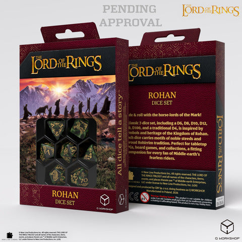 Q WORKSHOP Der Herr der Ringe: Rohan Würfelset – Dunkelgrün/Gold (7-teilig)