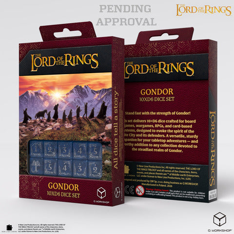 Q WORKSHOP The Lord of the Rings: Gondor Dice Set – Dark Blue/Silver (10x D6)