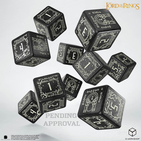 Q WORKSHOP The Lord of the Rings: Moria Dice Set – Black with Glow-in-the-Dark Engravings (10x D6)