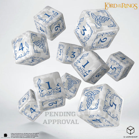 Q WORKSHOP The Lord of the Rings: Rivendell Dice Set – Stone, Pearl White/Blue (10x D6)