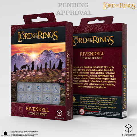 Q WORKSHOP The Lord of the Rings: Rivendell Dice Set – Stone, Pearl White/Blue (10x D6)