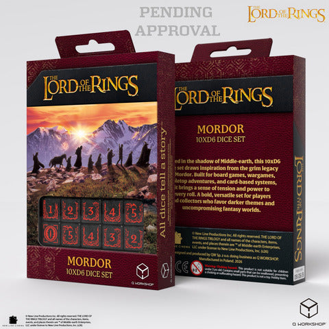 Q WORKSHOP The Lord of the Rings: Mordor Dice Set – Black/Red (10x D6)